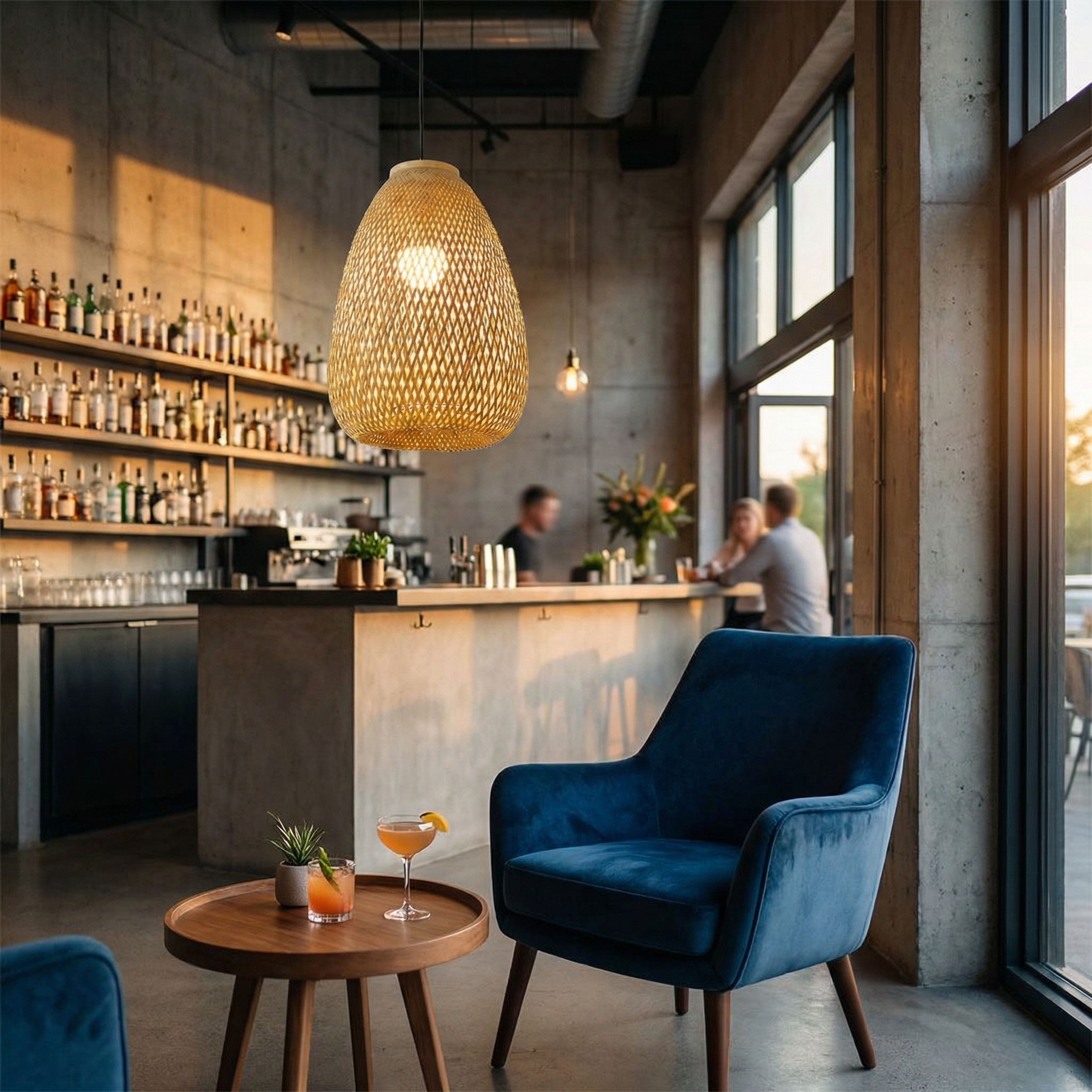 Handwoven Natural Rattan Ceiling Lamp Bamboo Pendant Light