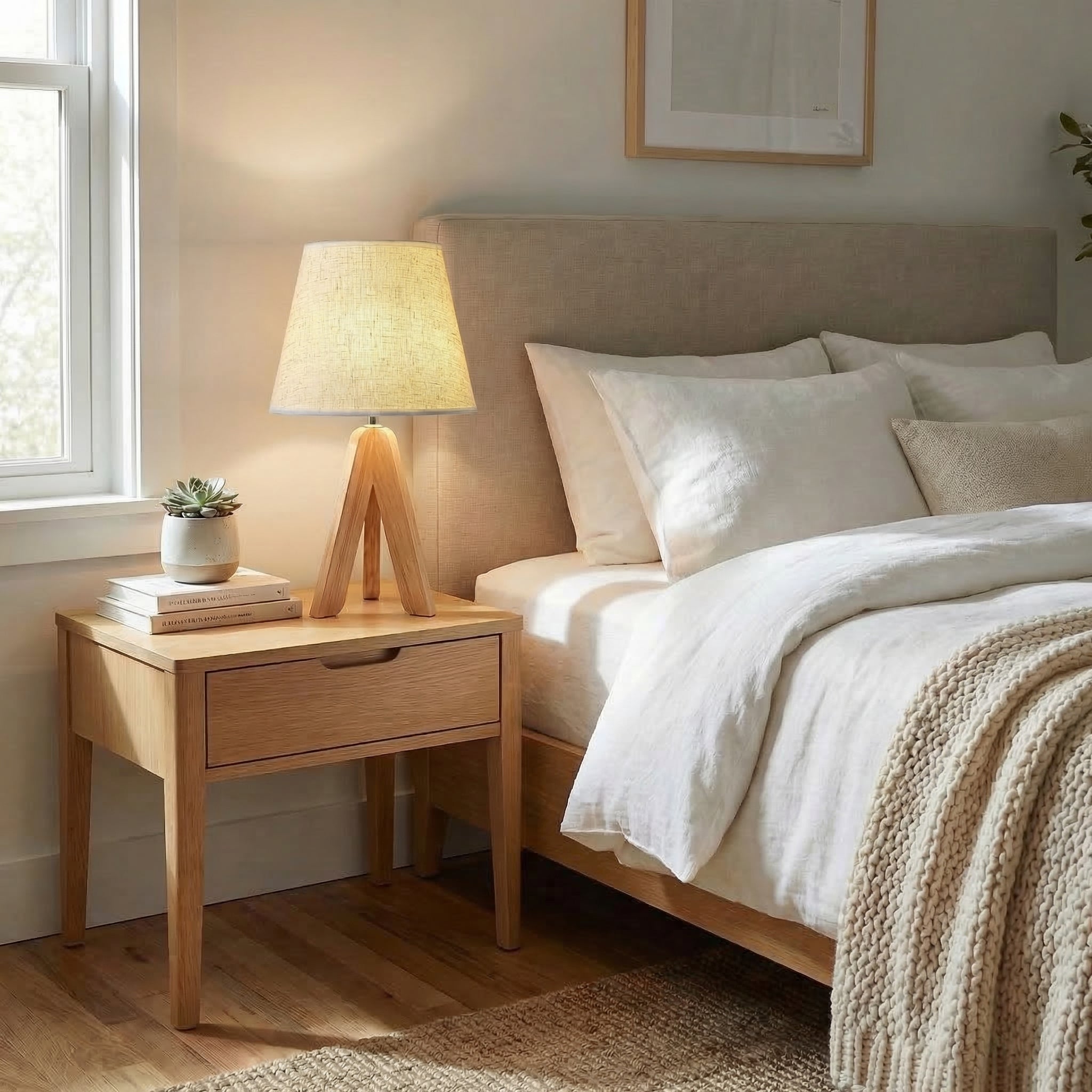 Scandinavian Wooden Tripod Table Lamp