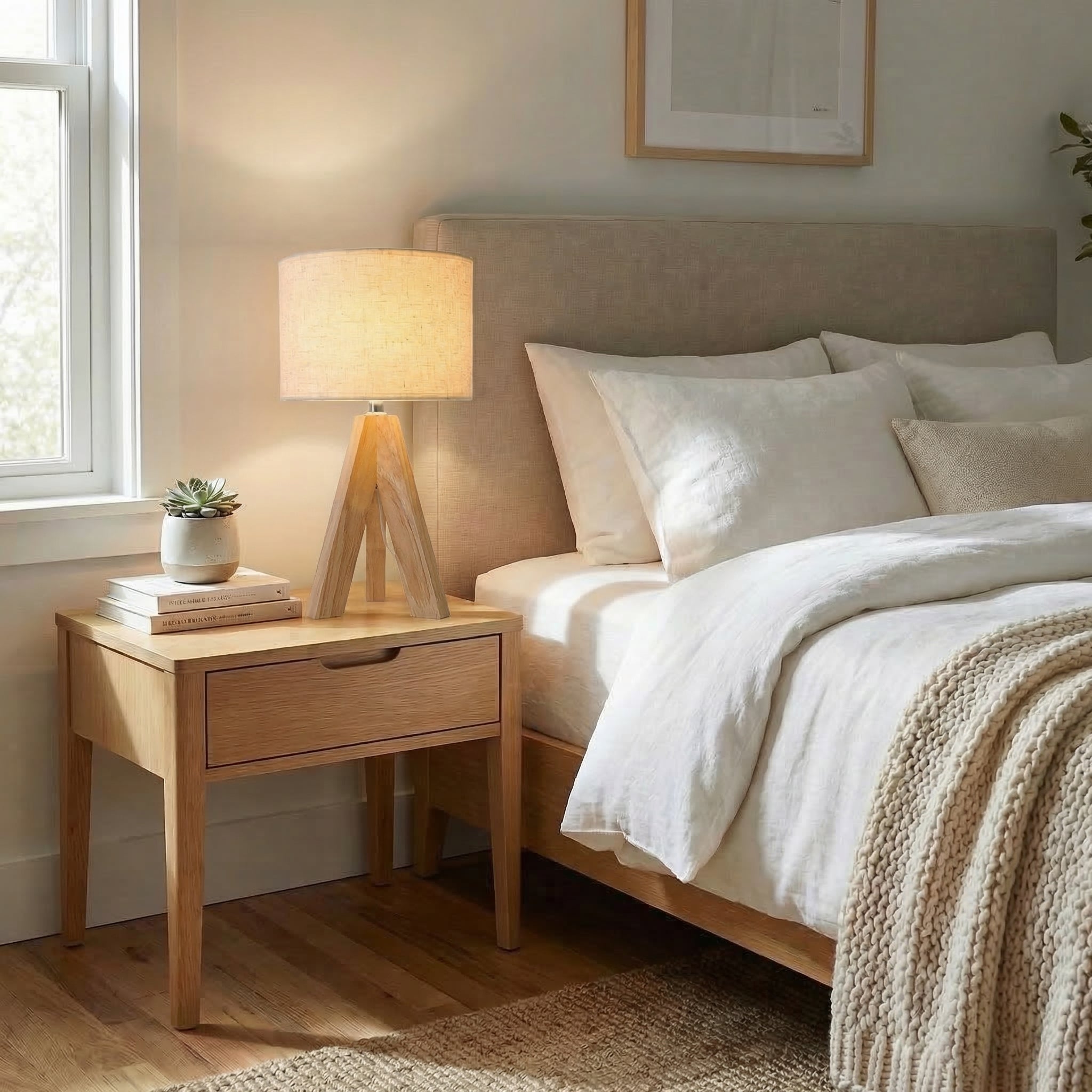 Nordic Wooden Tripod Table Lamp