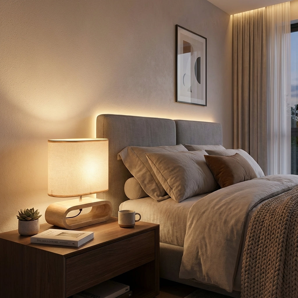 Nordic Natural Wood LED Table Lamp