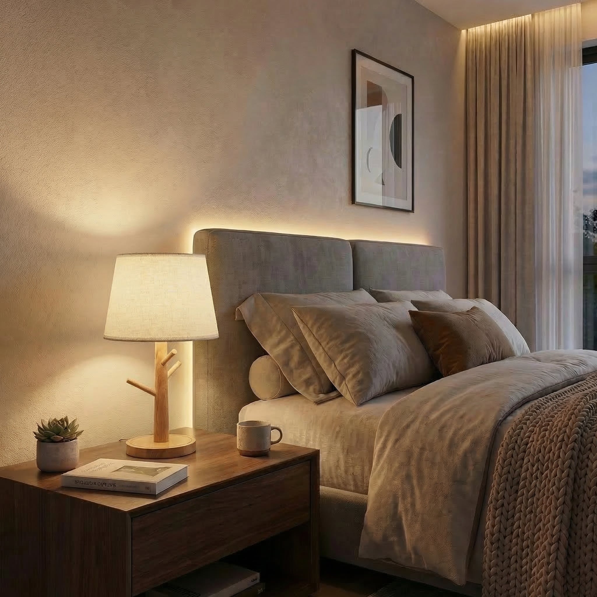 Nordic Tree Style Wooden Table Lamp