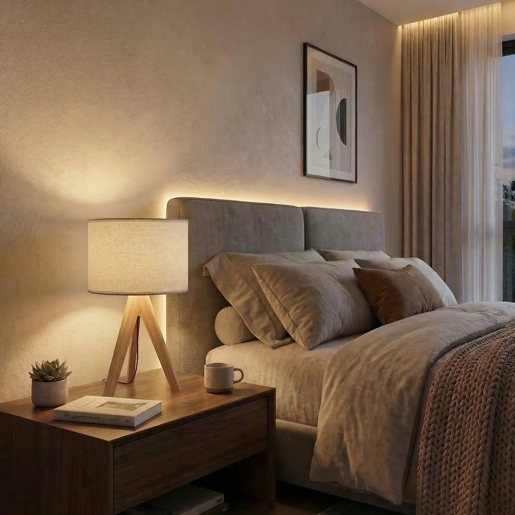 Nordic Wooden Tripod LED Table Lamp