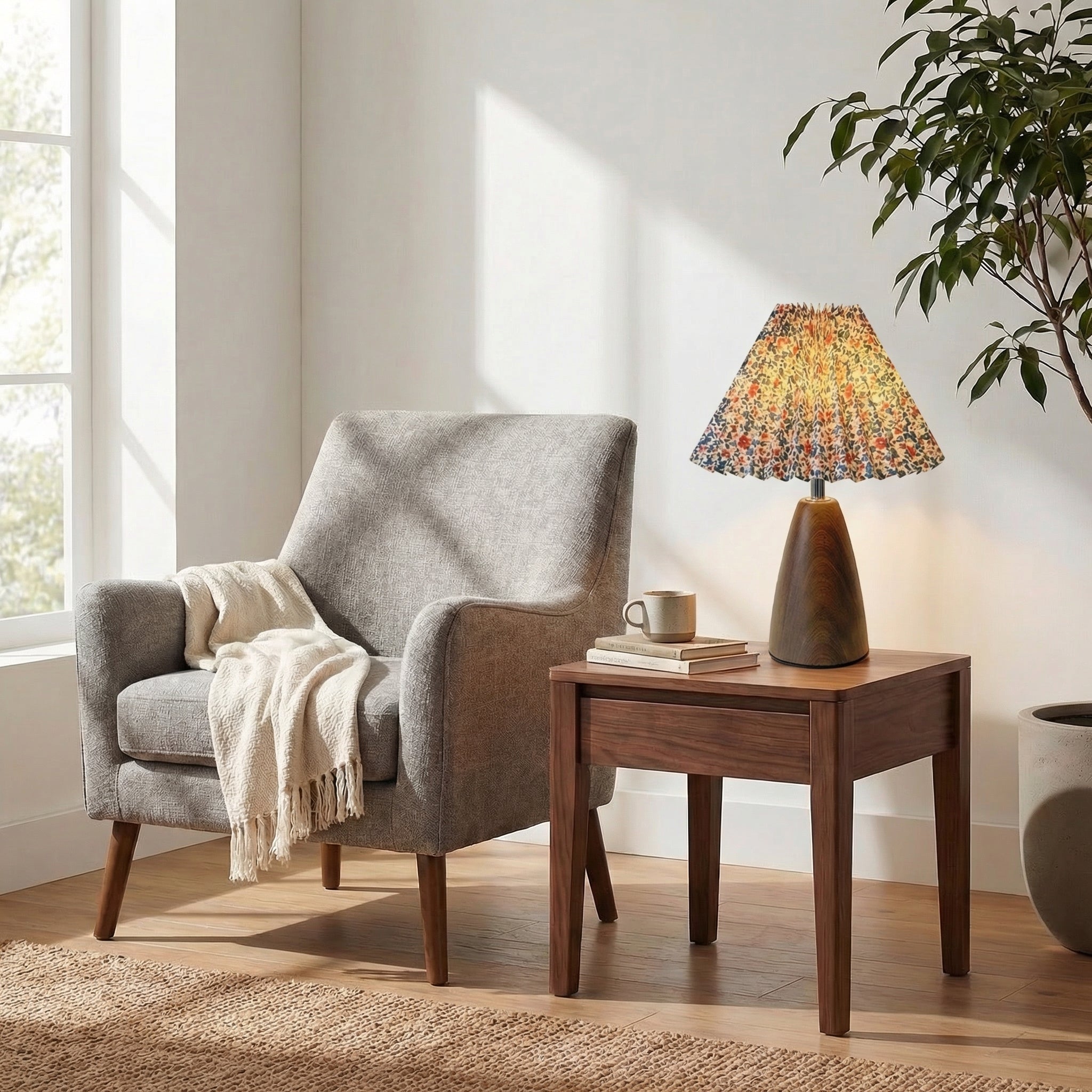 Nordic Walnut Wood Table Lamp