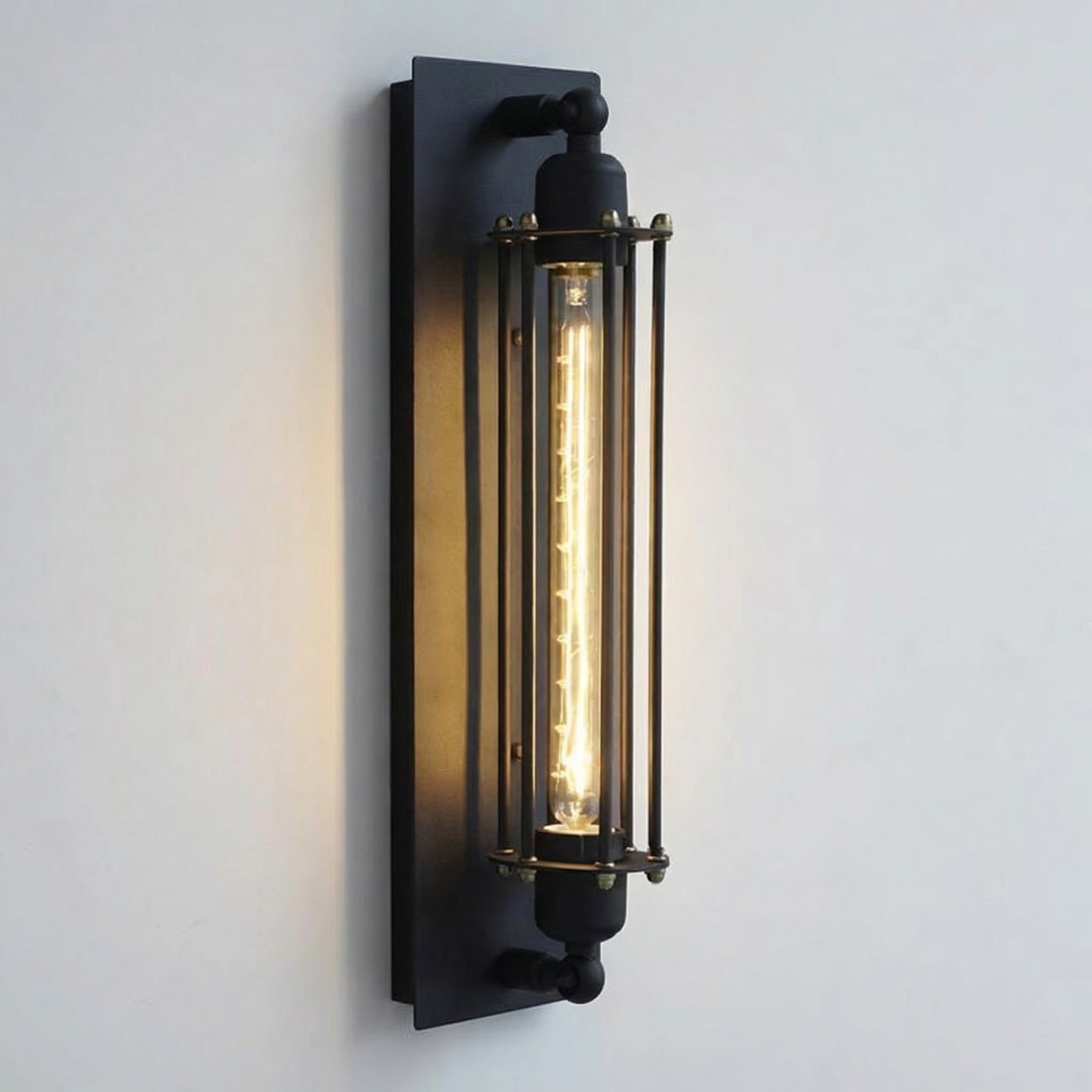Black Iron Cage LED Wall Lamp