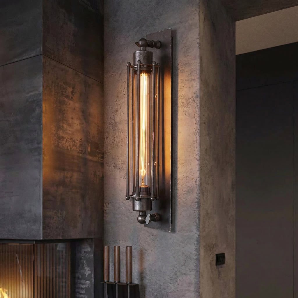 Black Iron Cage LED Wall Lamp