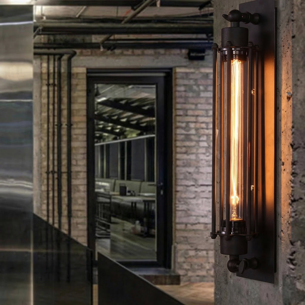 Black Iron Cage LED Wall Lamp