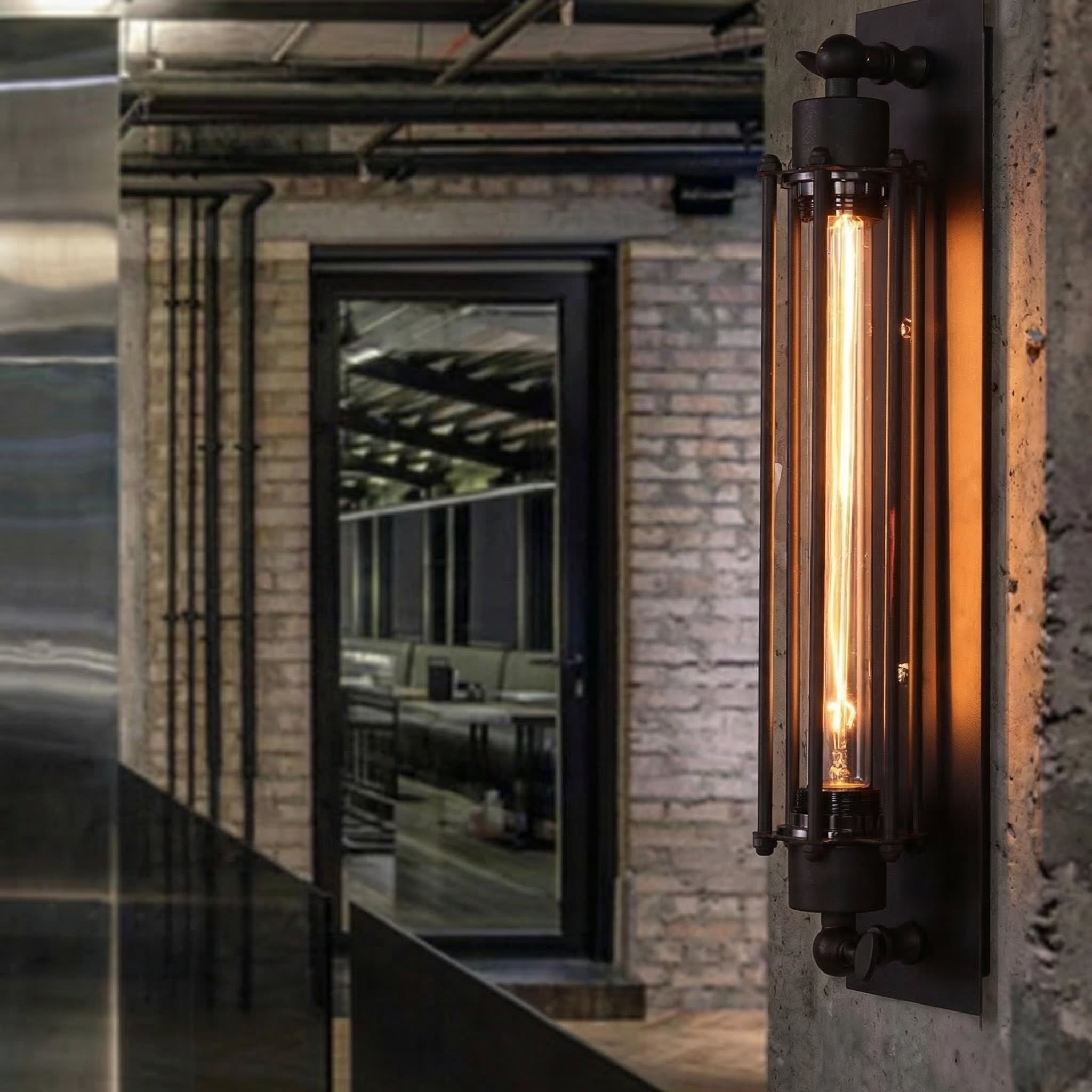 Black Iron Cage LED Wall Lamp