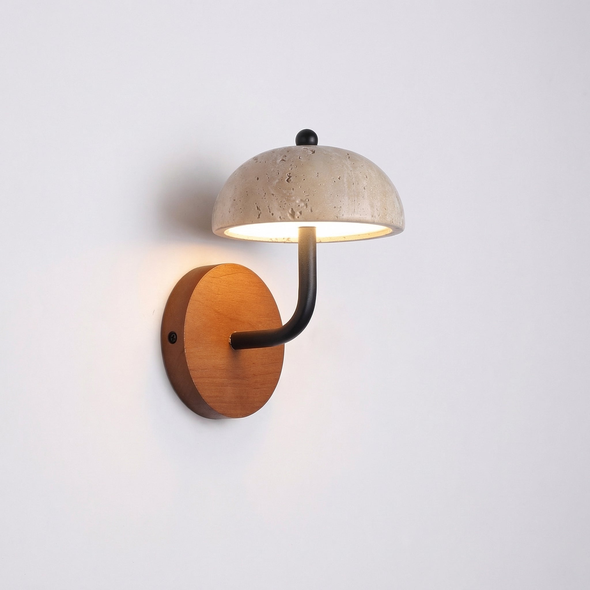 Dome Wall Lamp with Solid Wood Base