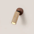 Yellow Travertine Cylinder Wall Spotlight with Wooden Base