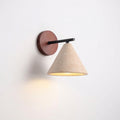 Travertine Cone Wall Lamp with Wooden Base