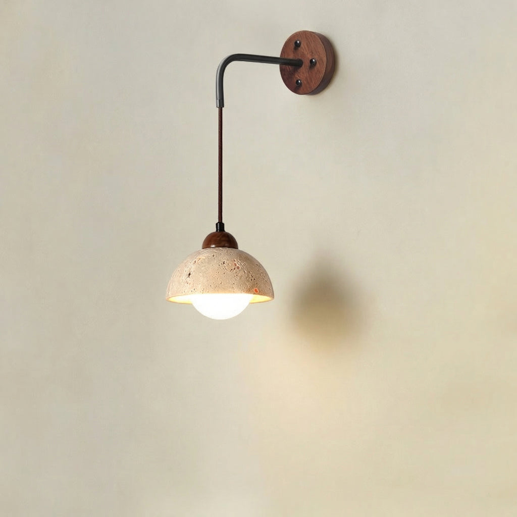 Travertine Hanging Wall Lamp with Adjustable Cord