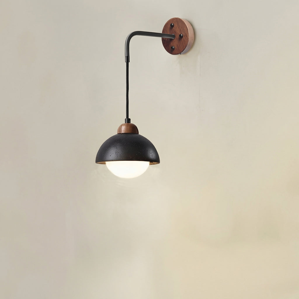 Black Travertine Hanging Wall Lamp with Pull Cord Switch