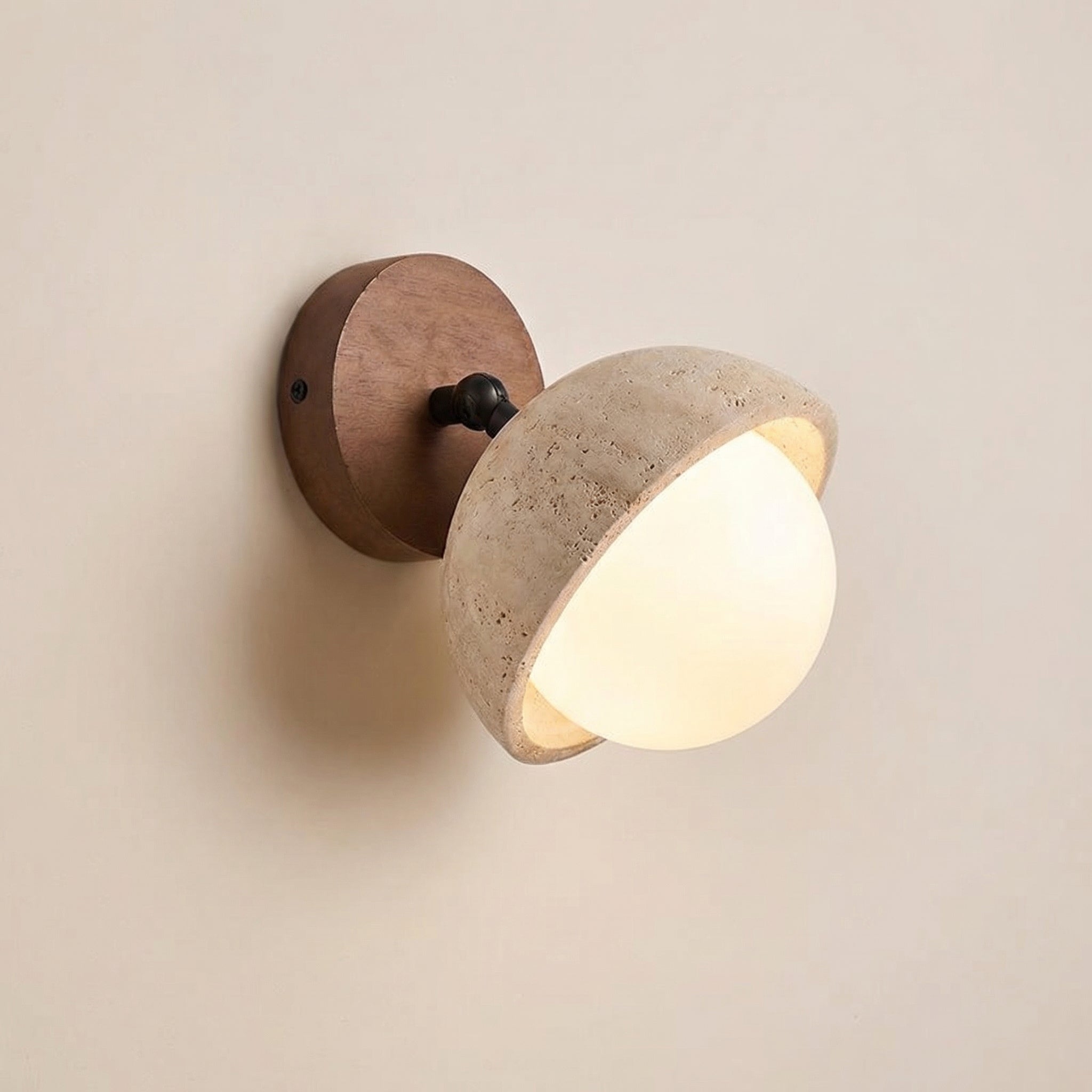 Adjustable Travertine Wall Light with Glass Diffuser