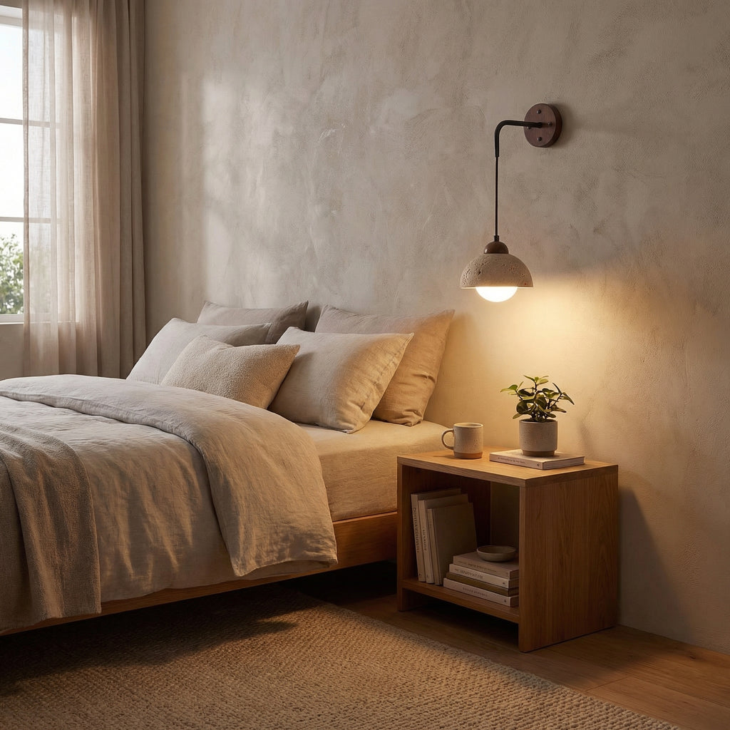 Travertine Hanging Wall Lamp with Adjustable Cord