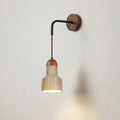 Travertine Hanging Bottle-Shaped Wall Lamp with Wooden Detail