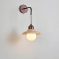 Travertine Wide Shade Wall Lamp with Glass Globe
