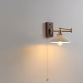 Nordic Pleated Ceramic Wall Lamp with Brass Arm