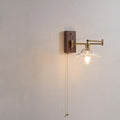 Nordic Transparent Glass Wall Lamp with Brass Arm