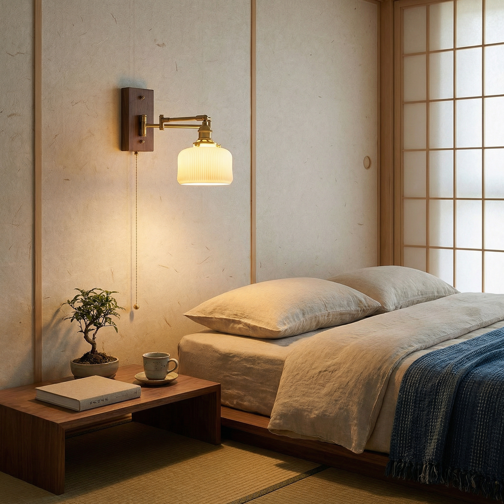 Nordic Ceramic Bell Wall Lamp with Brass Arm