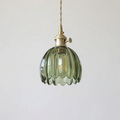 Floral all Copper Glass Pendant Light with Brass Fitting