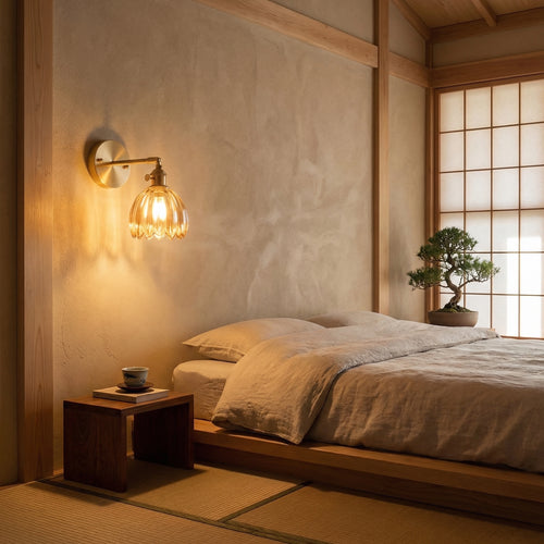 Amber Glass Flower Pendant Light with Brass Holder