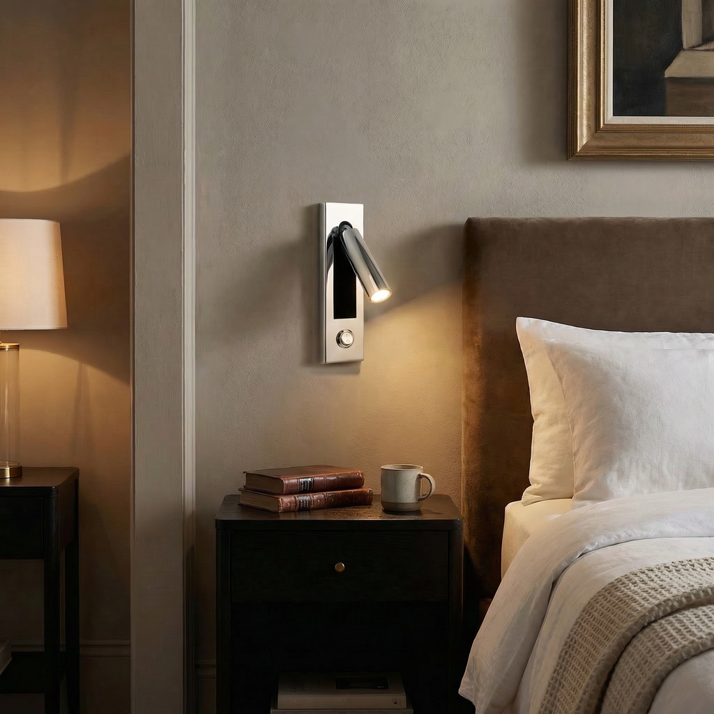 Minimalist LED Reading Wall Lamp with Adjustable Spotlight