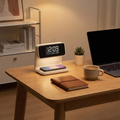 3-in-1 Smart Alarm Clock Night Light with Wireless Charging