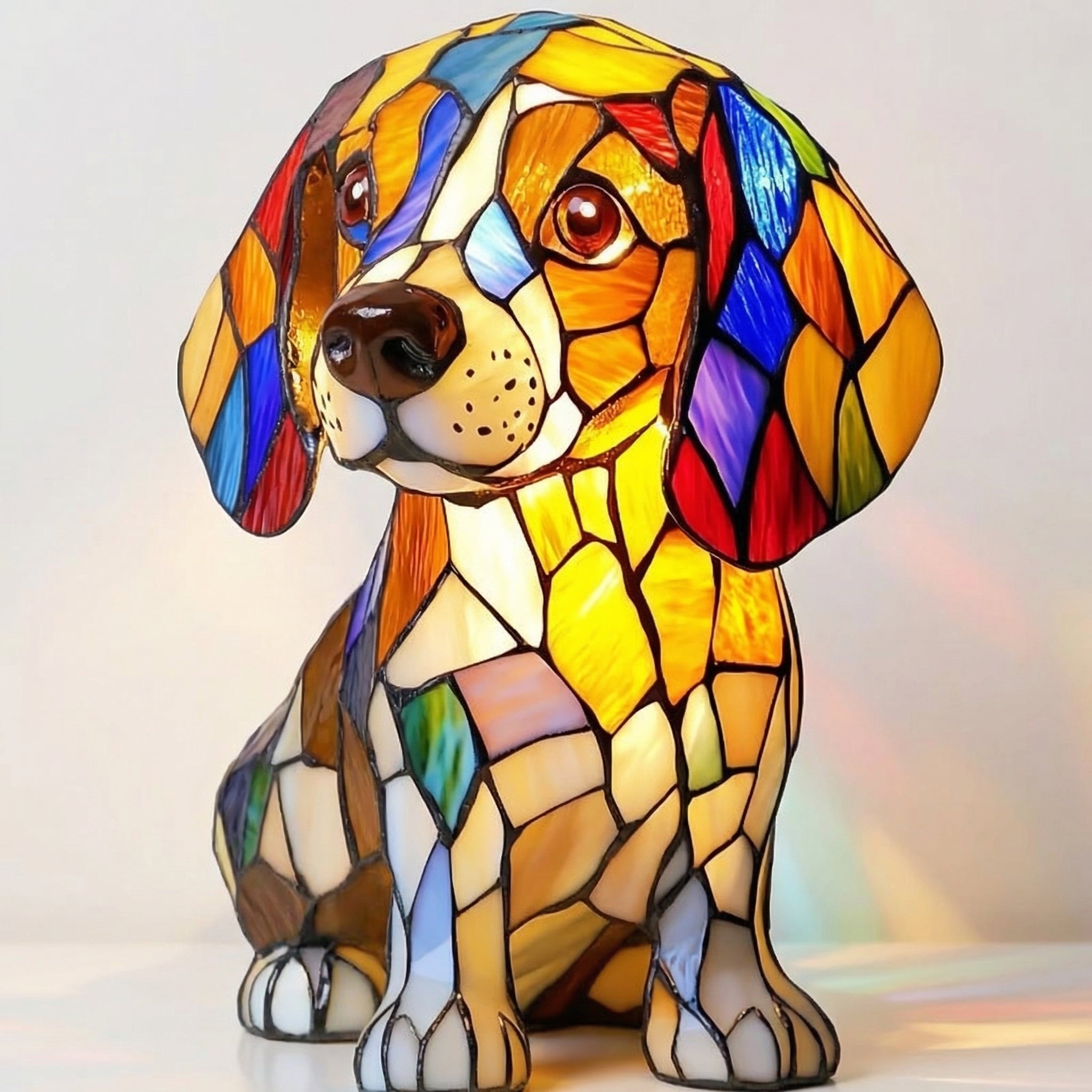 Colorful Mosaic Dachshund Dog Lamp
