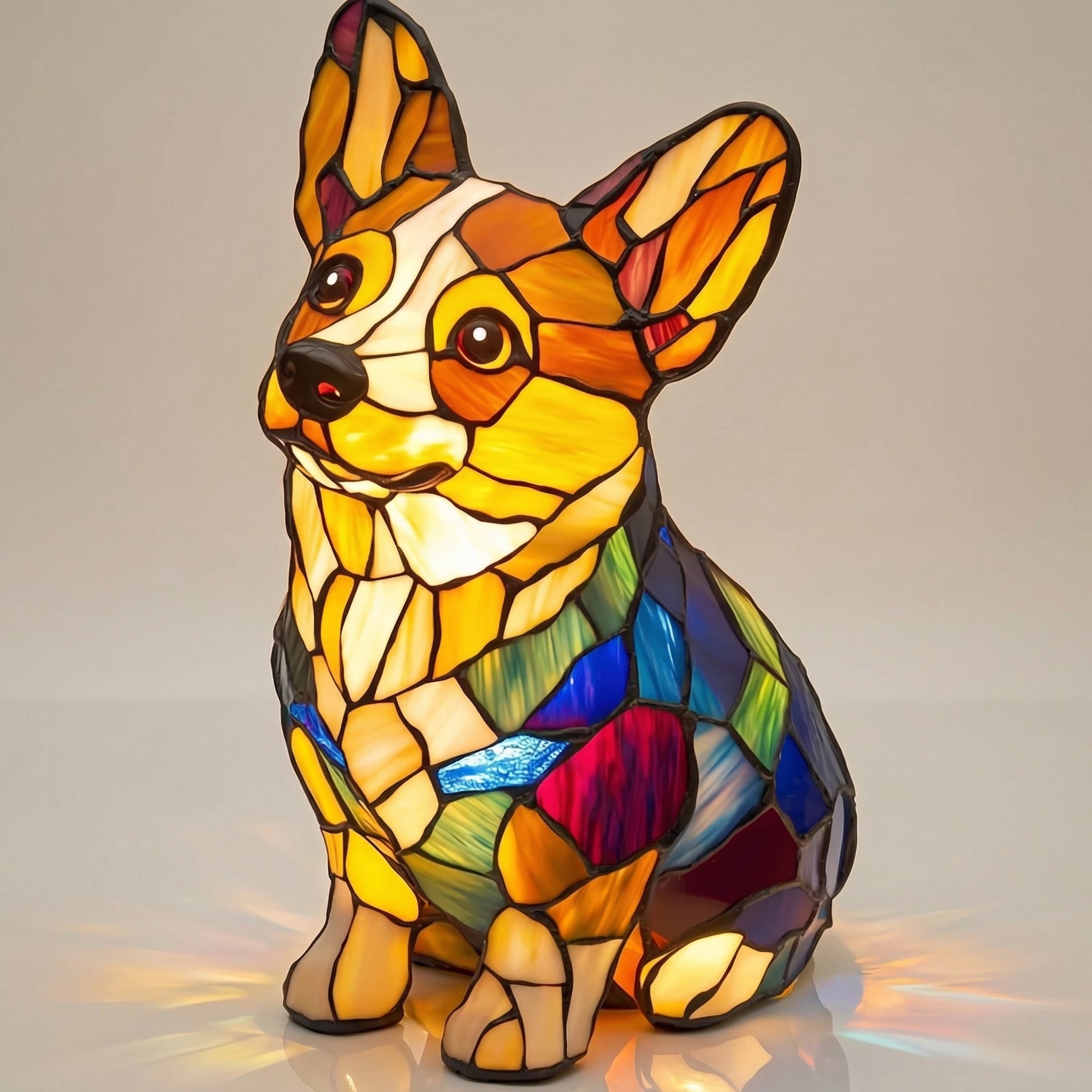 Colorful Mosaic Dachshund Dog Lamp