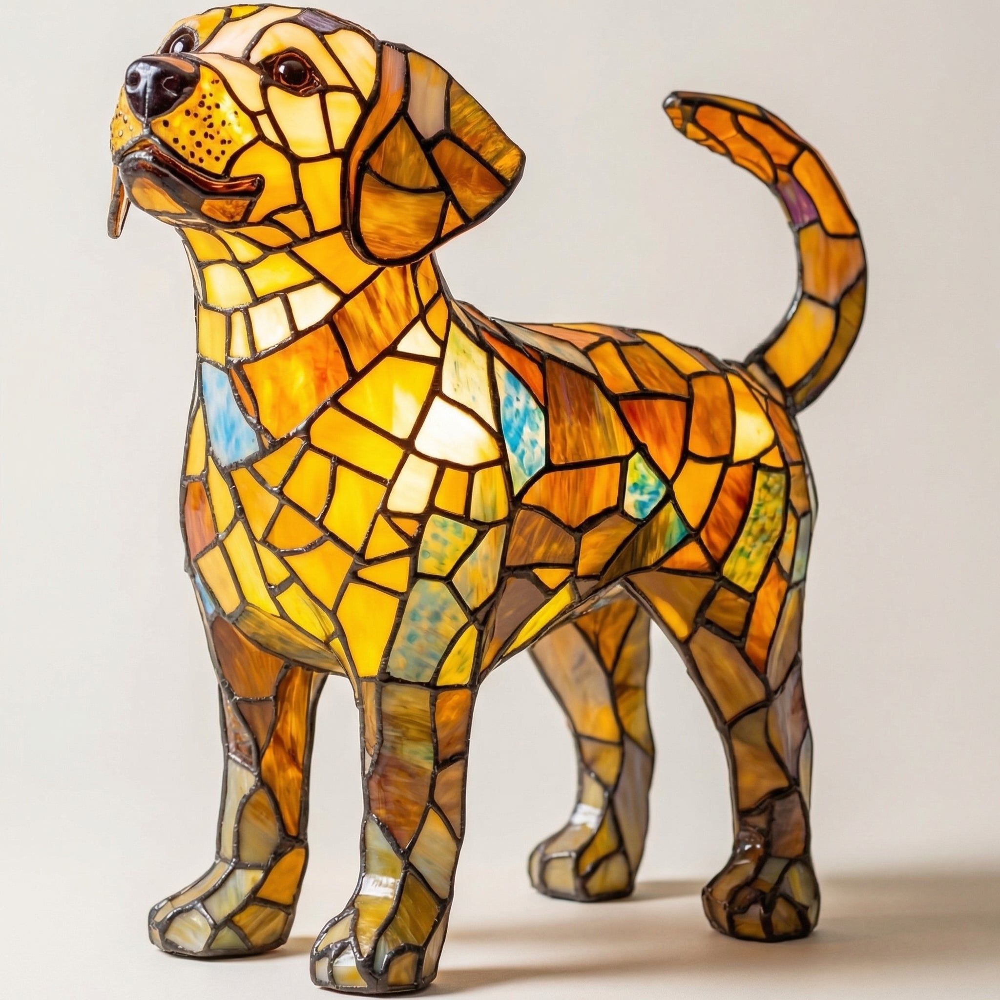 Colorful Mosaic Dachshund Dog Lamp