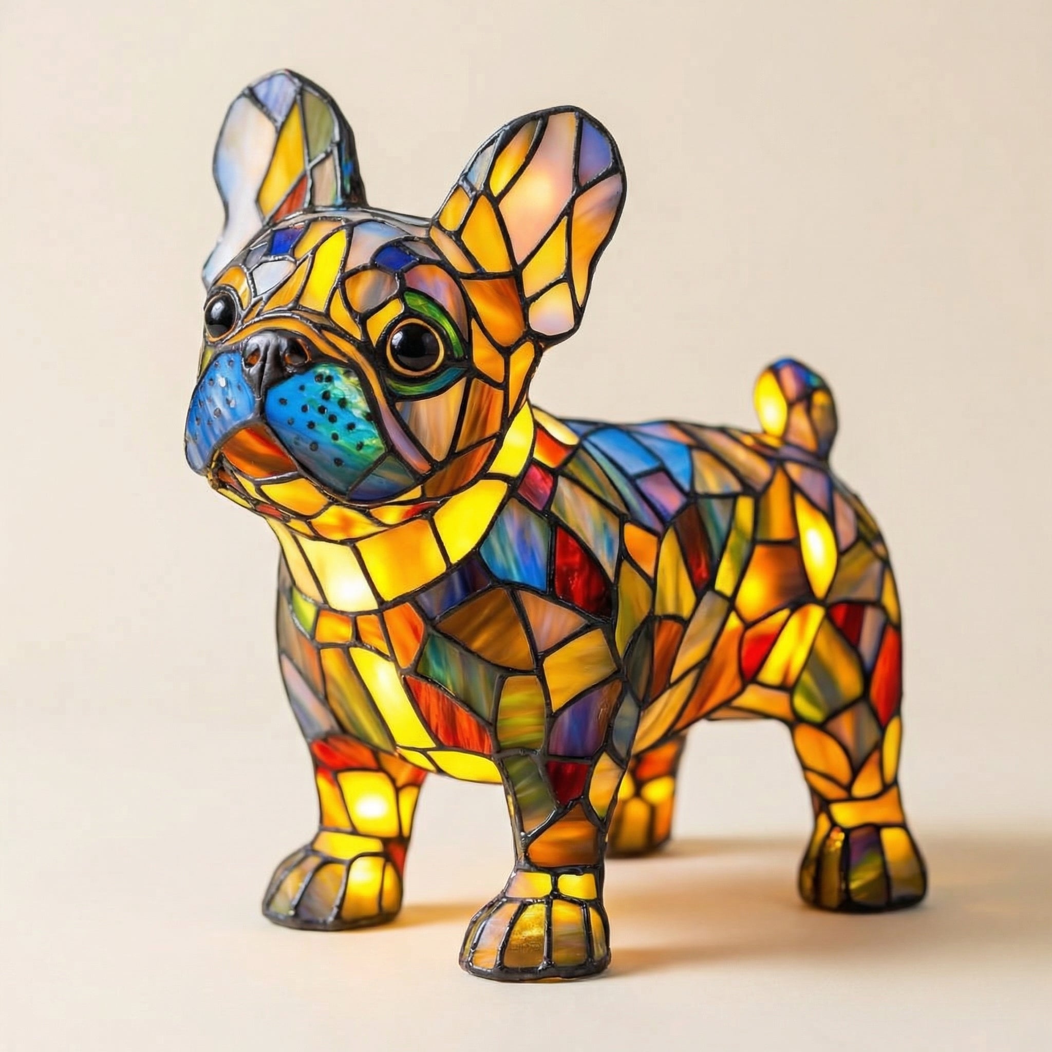 Colorful Mosaic Dachshund Dog Lamp