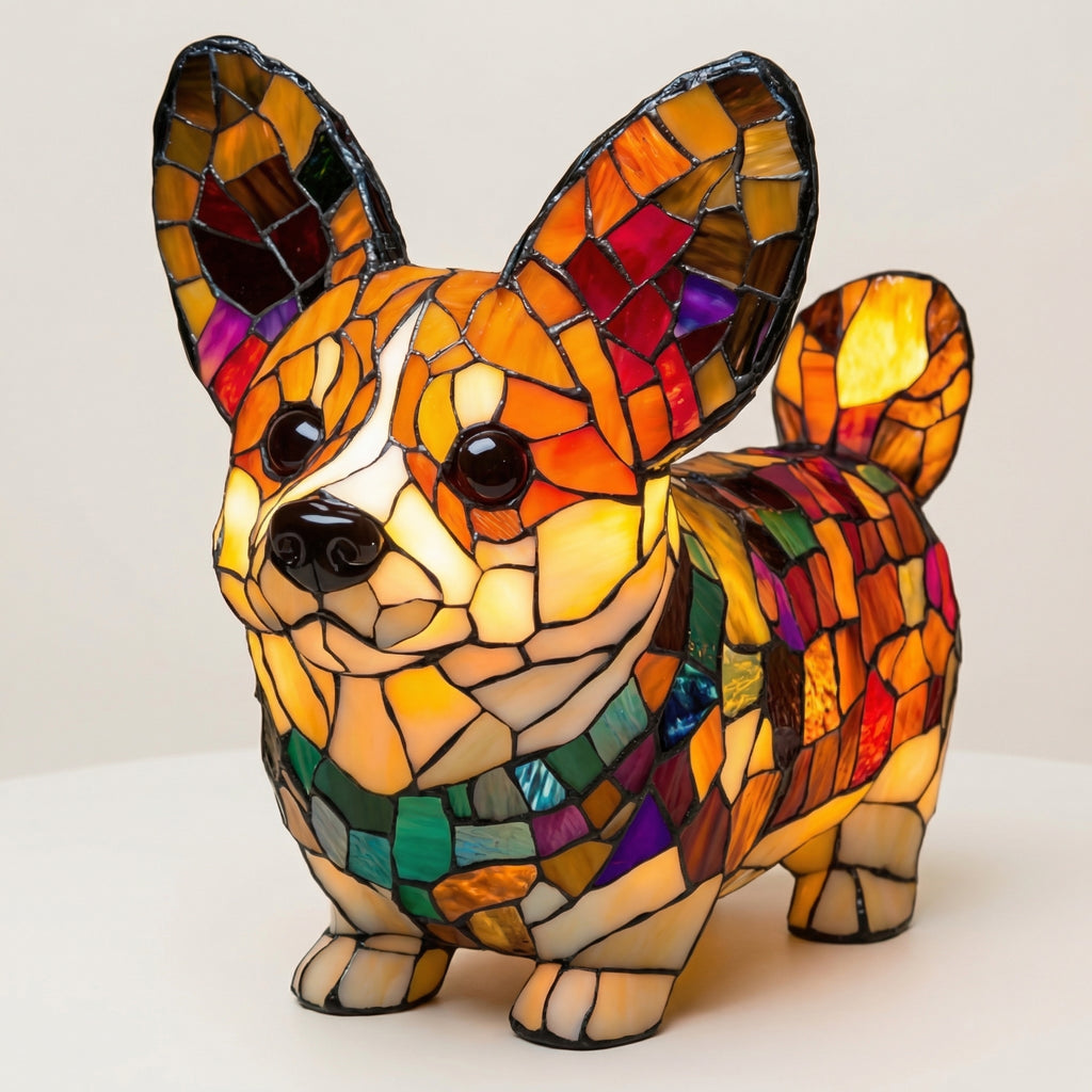 Colorful Mosaic Dachshund Dog Lamp