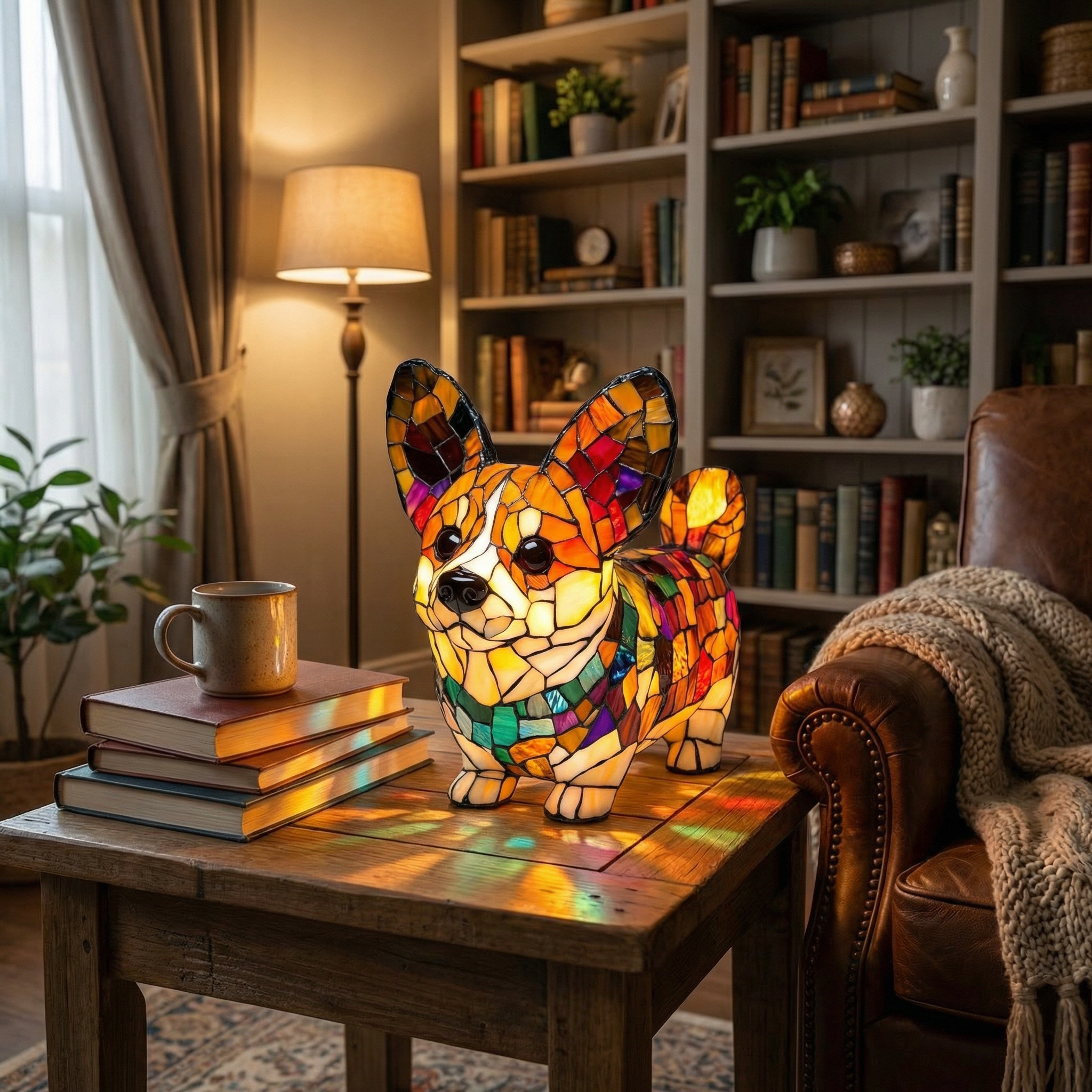 Colorful Mosaic Dachshund Dog Lamp
