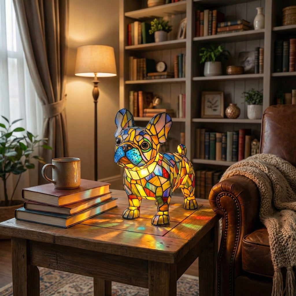 Colorful Mosaic Dachshund Dog Lamp