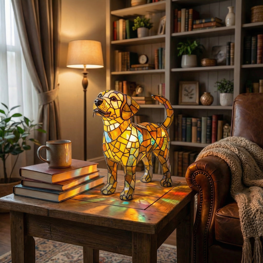 Colorful Mosaic Dachshund Dog Lamp