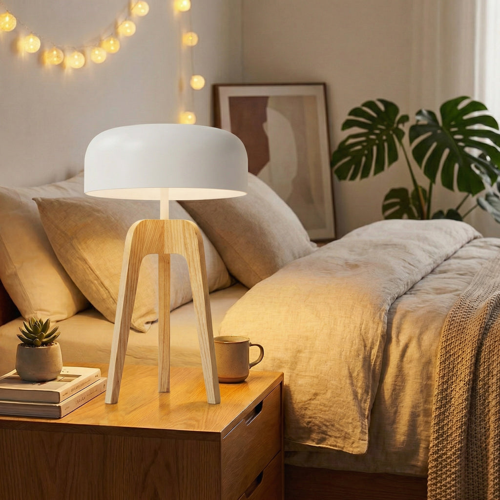 Japanese Style Wooden Tripod Table Lamp