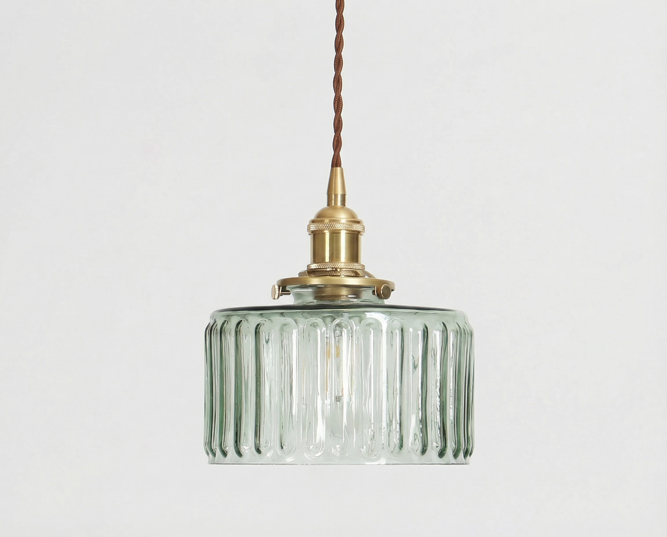 Vintage Brass Glass Pendant Light