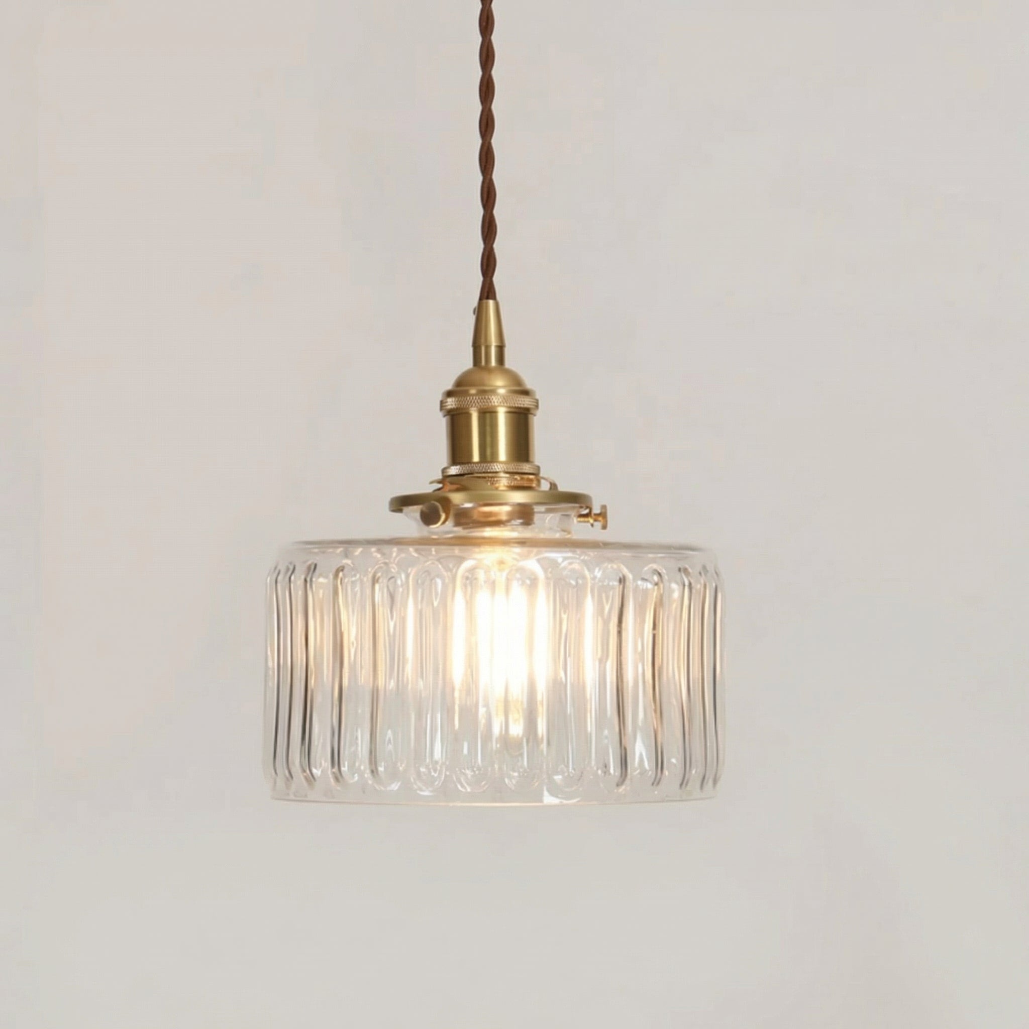 Vintage Brass Glass Pendant Light
