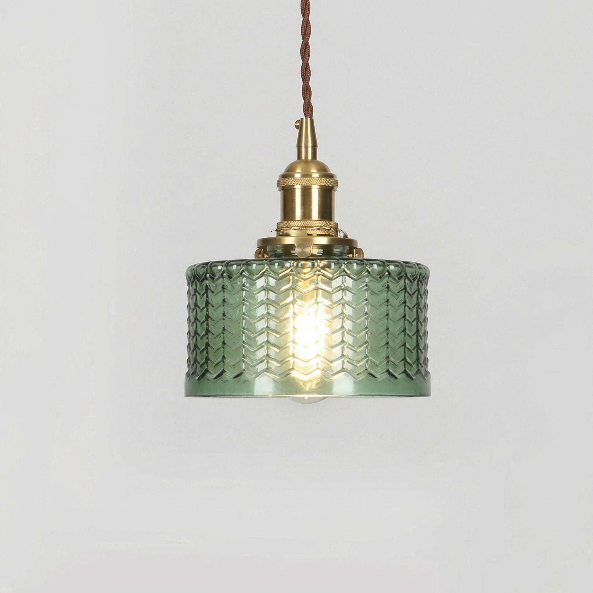 Vintage Brass Glass Pendant Light