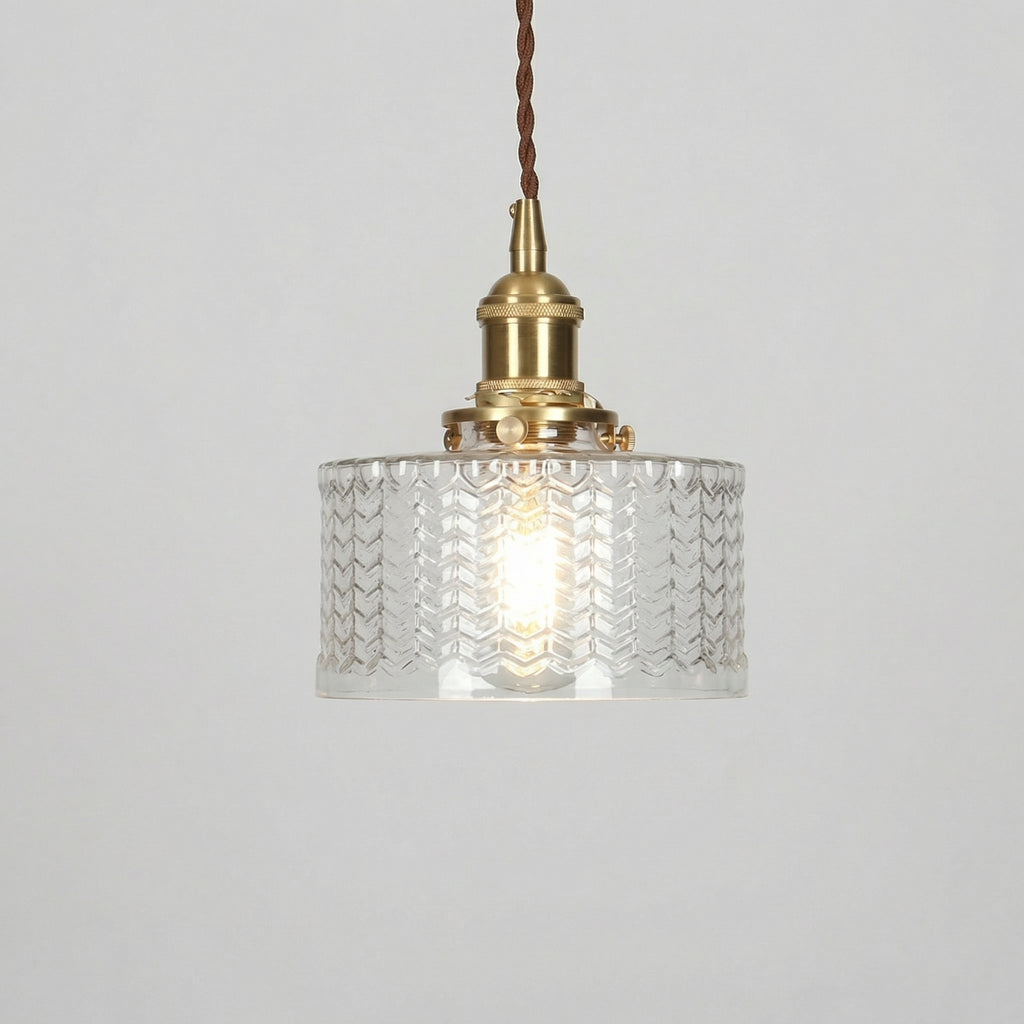 Vintage Brass Glass Pendant Light