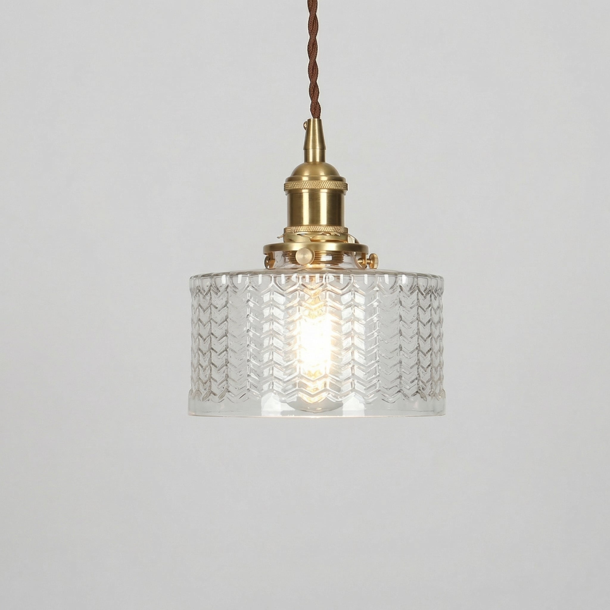 Vintage Brass Glass Pendant Light