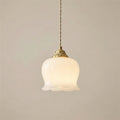 French Cream Lily Pendant with Brass Finish