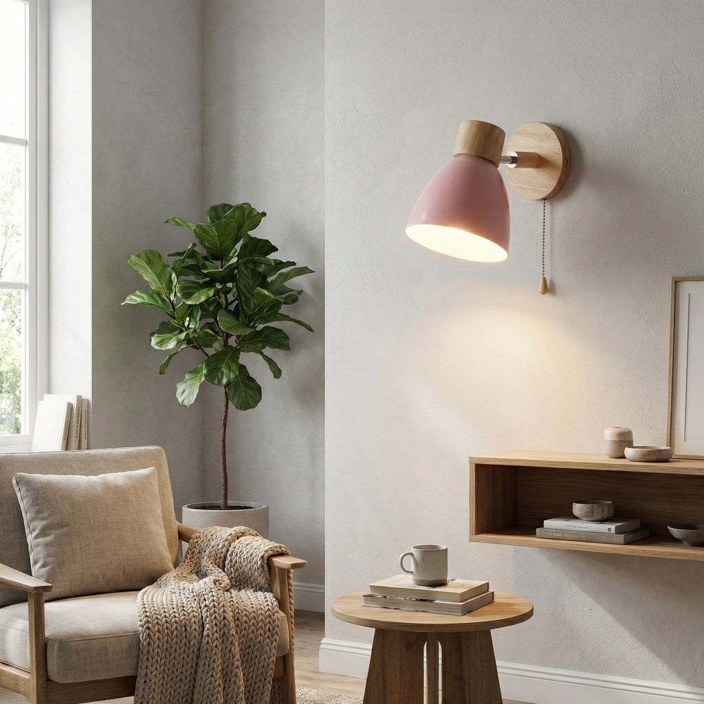 Nordic Macaron Wall Lamp with Pull Chain