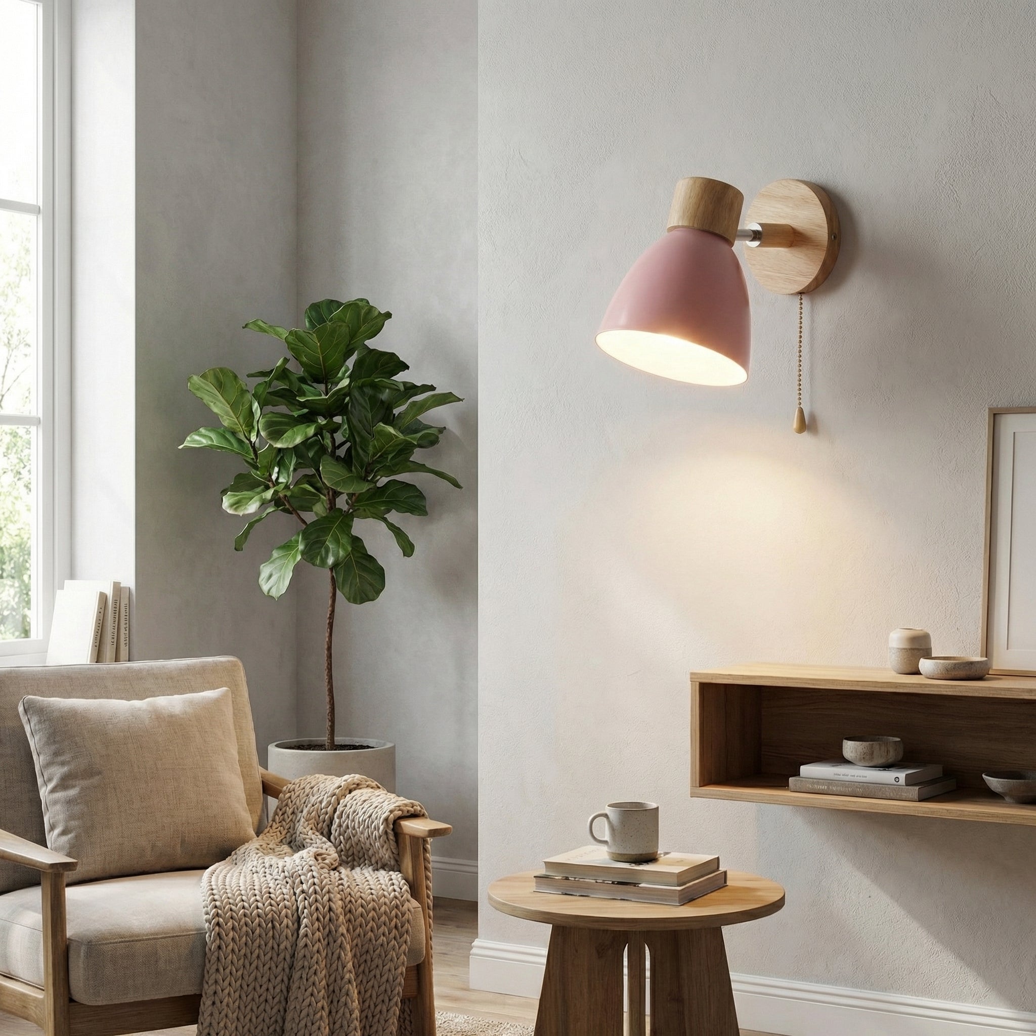 Nordic Macaron Wall Lamp with Pull Chain