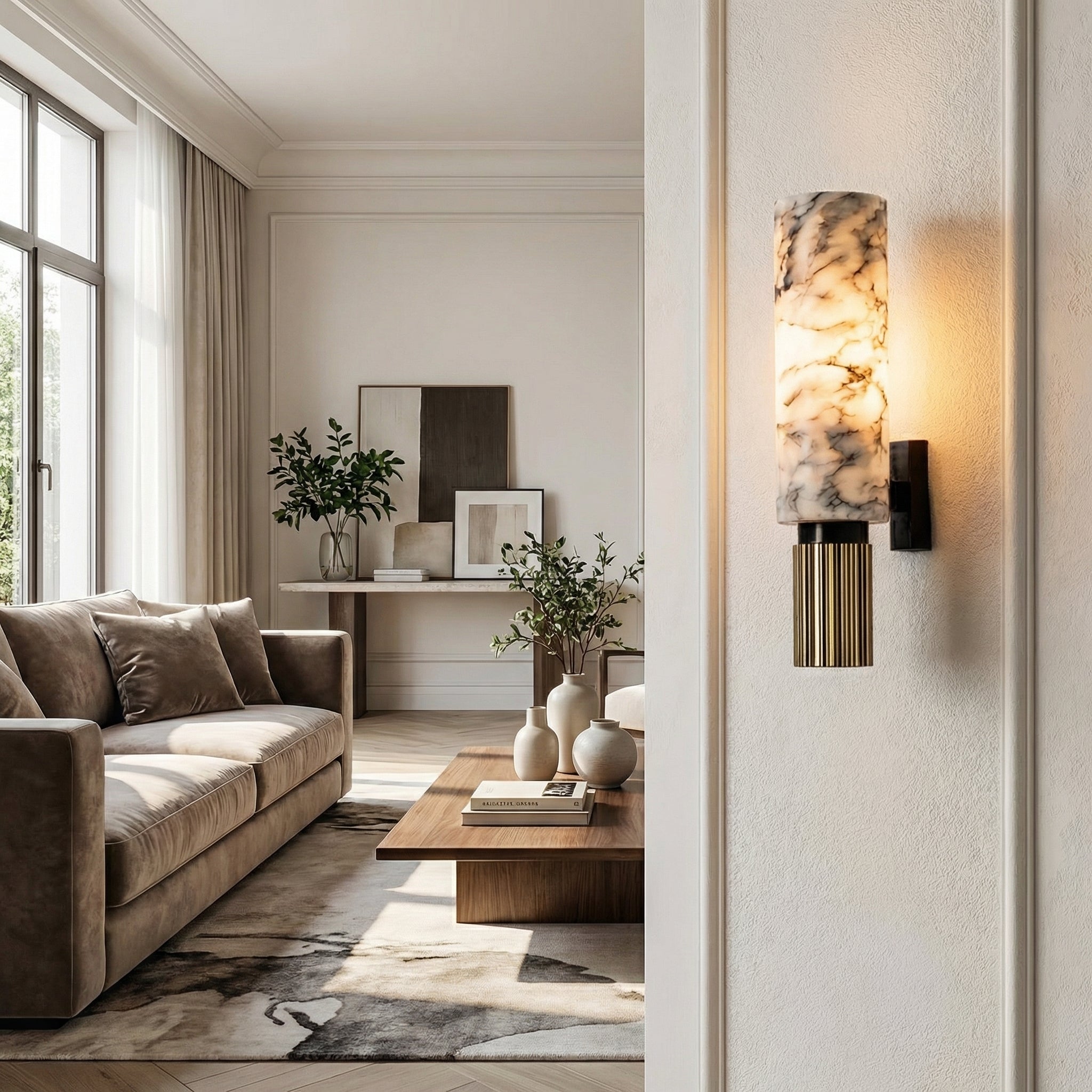Luxury Marble & Brass Wall Lamp