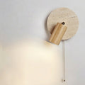 Natural Travertine Wall Reading Lamp with Pull Chain
