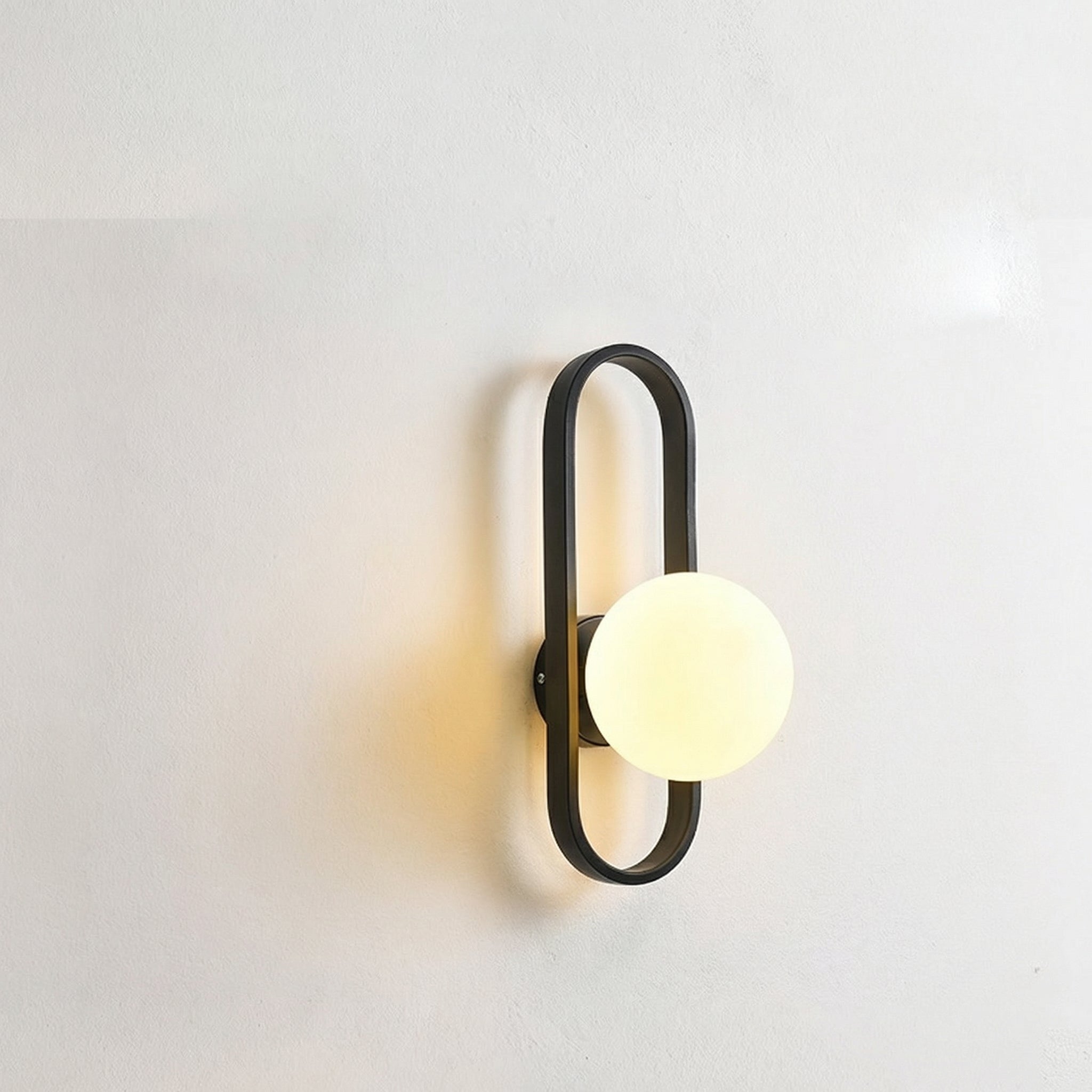 Modern Oval Frame Wall Lamp with Glass Globe