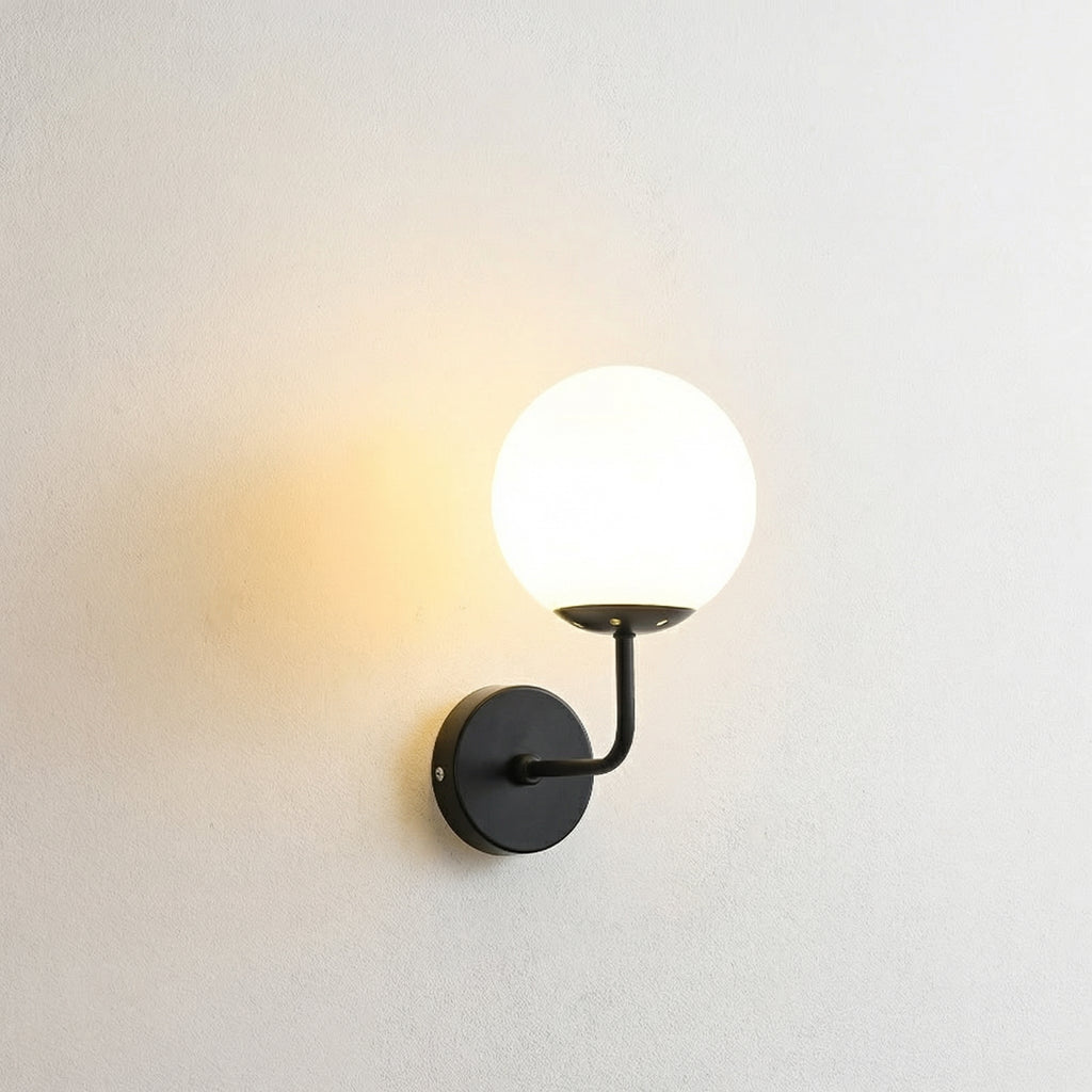 Compact Curved Arm Globe Wall Lamp