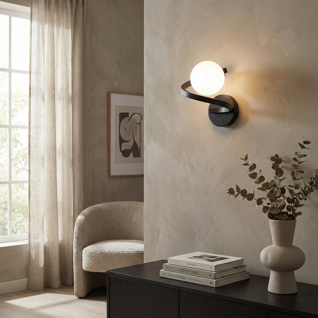 Black Spiral Glass Wall Lamp