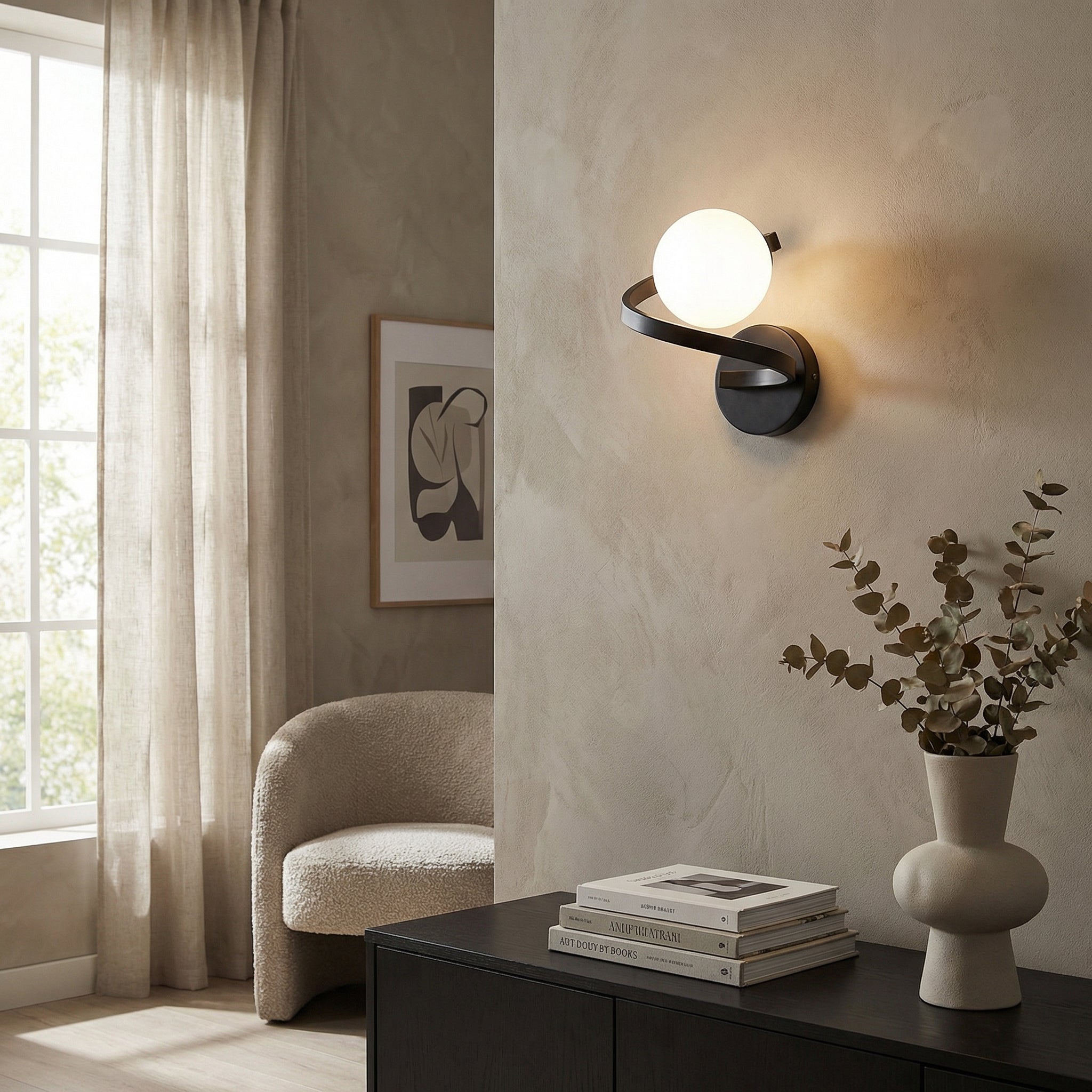 Black Spiral Glass Wall Lamp